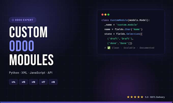 develop and customize odoo 16 to 19 modules for your erp business needs