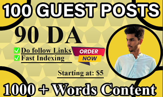 write and publish 5 guest posts on high da 90 websites