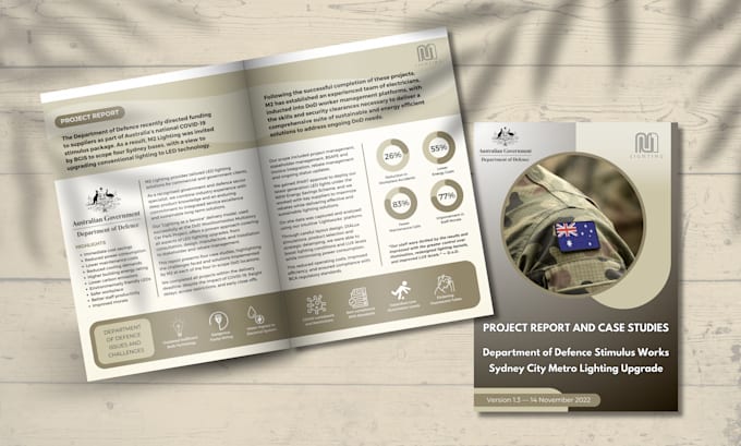 create annual report, offering memorandum or ebook for small business or project