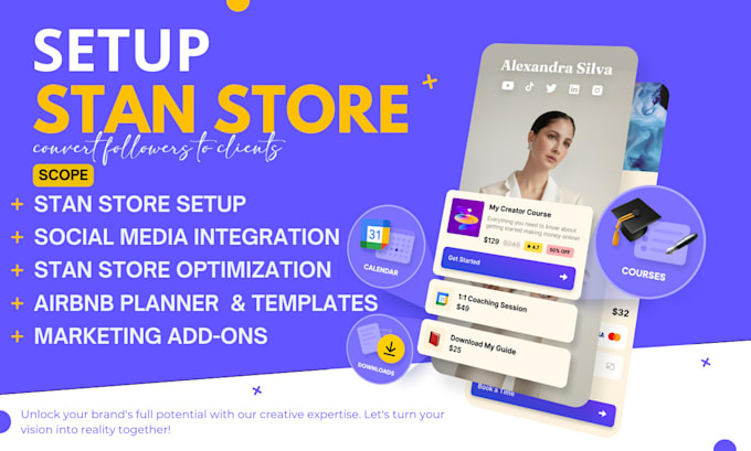 create esty digital products, setup stan store, SEO product listing, planner