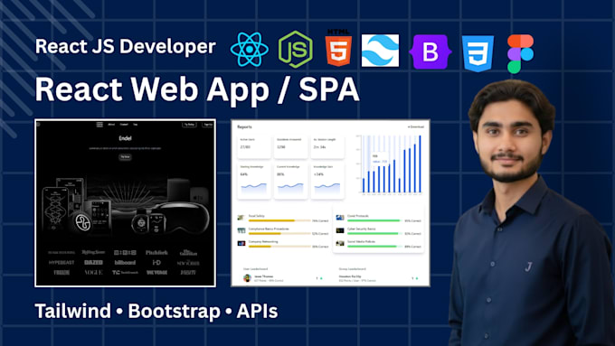 build responsive react js websites, spa, and UI from figma or PSD with tailwind