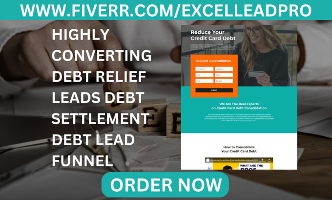 generate exclusive debt relief leads debt settlement debt landing page funnel