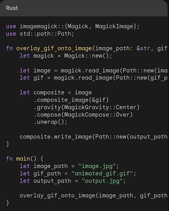 Use the rust programming language to create your program