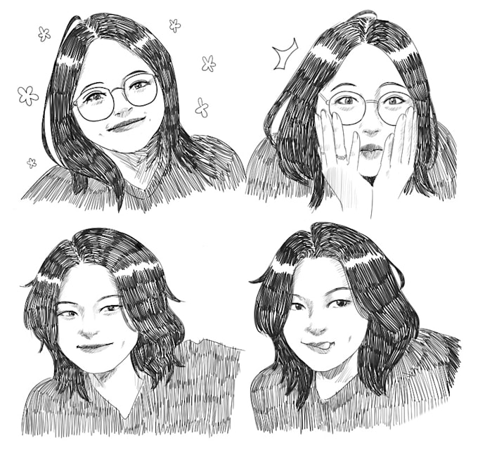 Draw sketchy potrait illustration for you by Chicksnuggie | Fiverr