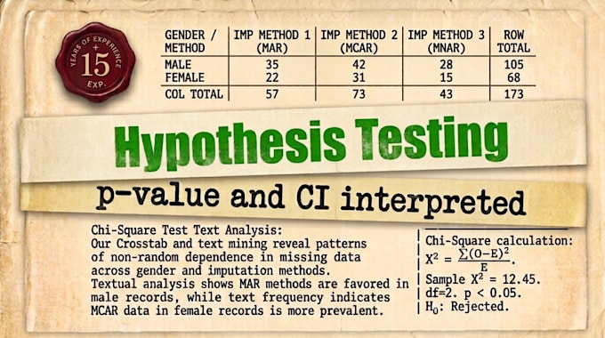 do research hypothesis testing, p value and ci computation