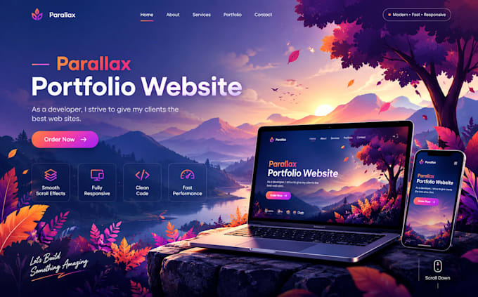 design a smooth scroll animation parallax portfolio website
