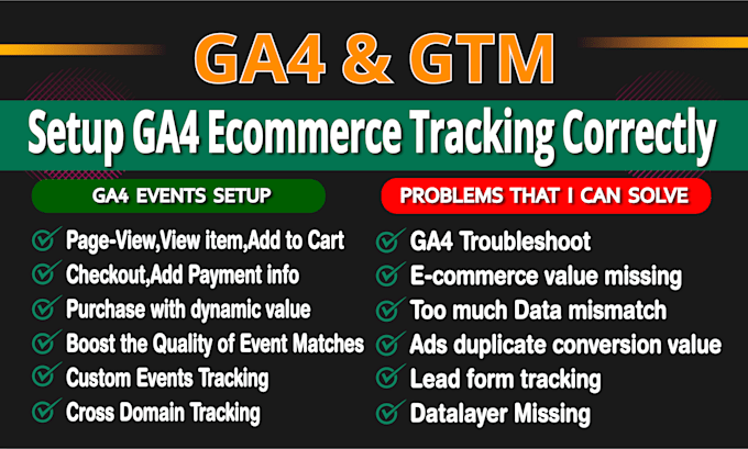 Fix or setup google analytics 4, ga4 ecommerce tracking, ads conversion ...