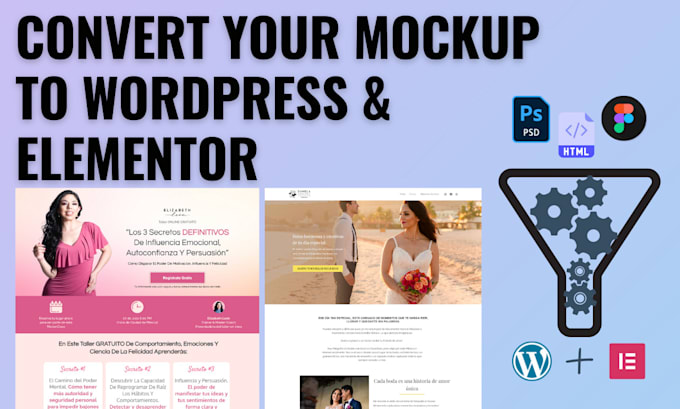 convert your PSD, figma or HTML to wordpress using elementor