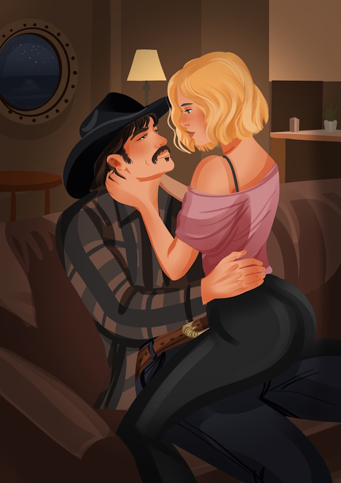 design a gorgeous illustrated romance book cover or ebook