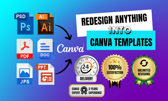 redesign anything in canva pro within 24 hours