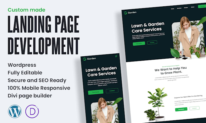 develop a modern landing page wordpress divi