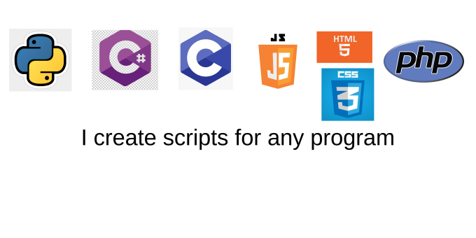 Create scripts in c csharp javascript python php html and css and more ...