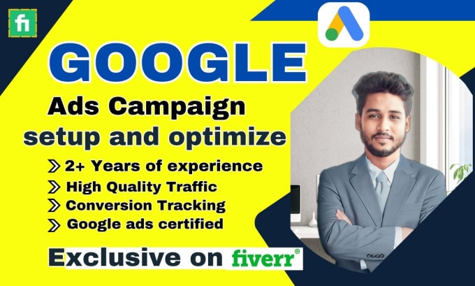I will setup google ads search, shopping, display, performance max, video ads campaign