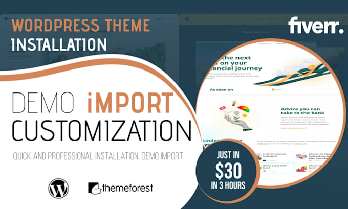 professionally install, import demos, and customize wordpress themes