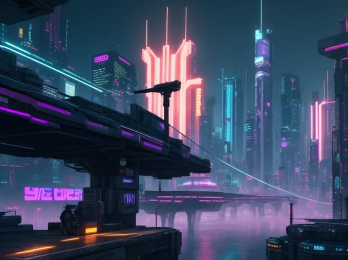 Create futuristic cyberpunk cities illustration by Leopogloks | Fiverr