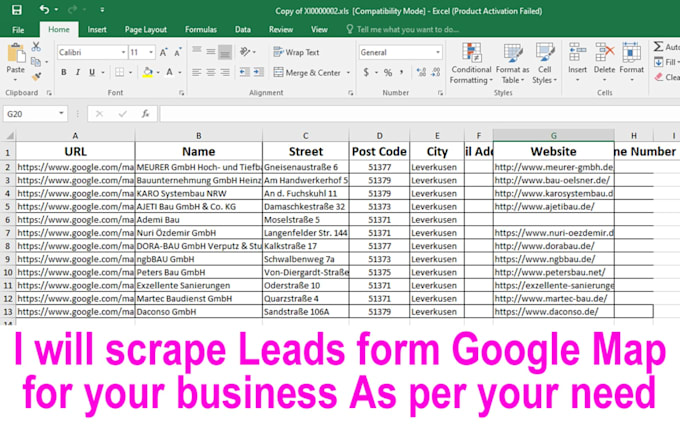 provide google maps data scraping service for business information