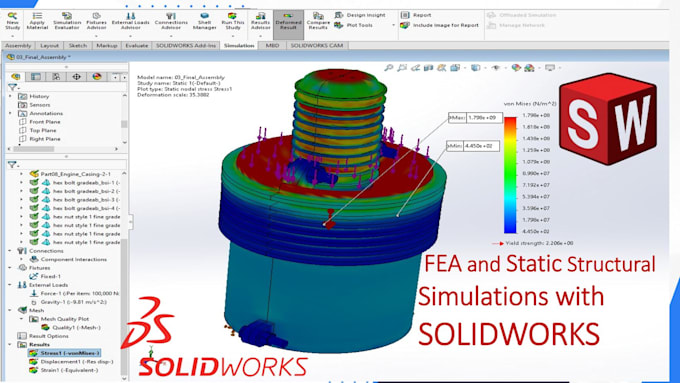 Do fea and static structural simulation on solidworks and ansys by ...