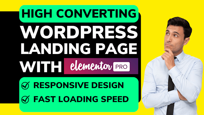 design responsive wordpress website with elementor pro or redesign landing page