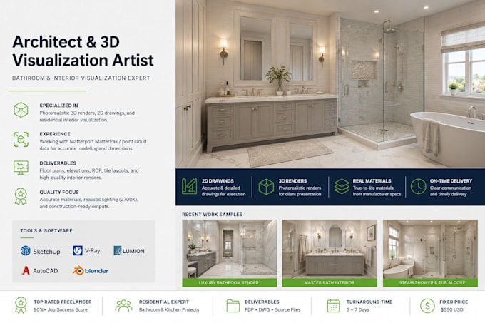 make photorealistic bathroom interior rendering
