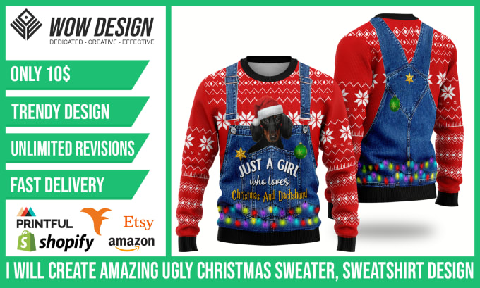 Create amazing ugly christmas sweater, sweatshirt design by