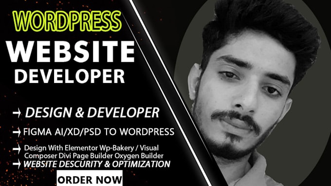 design wordpress website with elementor, wpbakery, visual composer, or divi