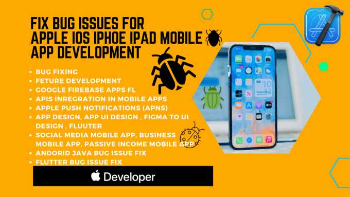 fix bug in flutter android ios iphone ipad or do mobile app development