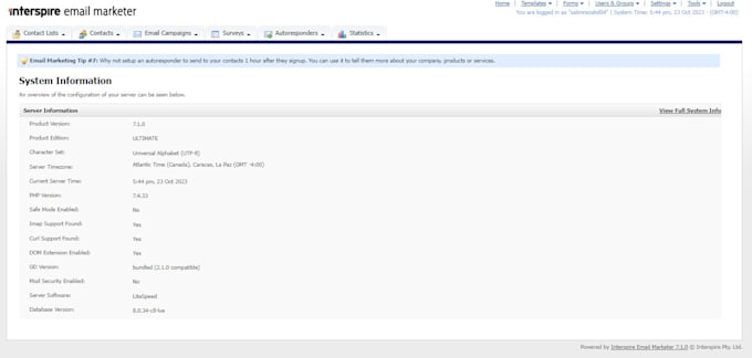 setup interspire v7 , v8 or mailwizz