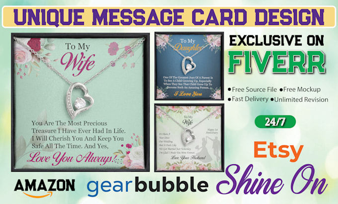 do attractive and profitable jewelry message card design for shineon