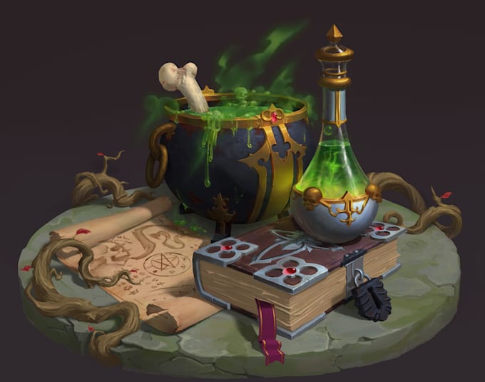 paint realistic or stylized fantasy items for games and rpgs