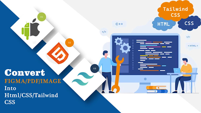 Convert psd to html,figma to html css also in tailwind css ,make email ...