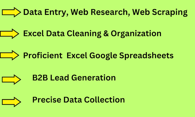 Do data entry, web research, web scraping copy paste, excel data ...