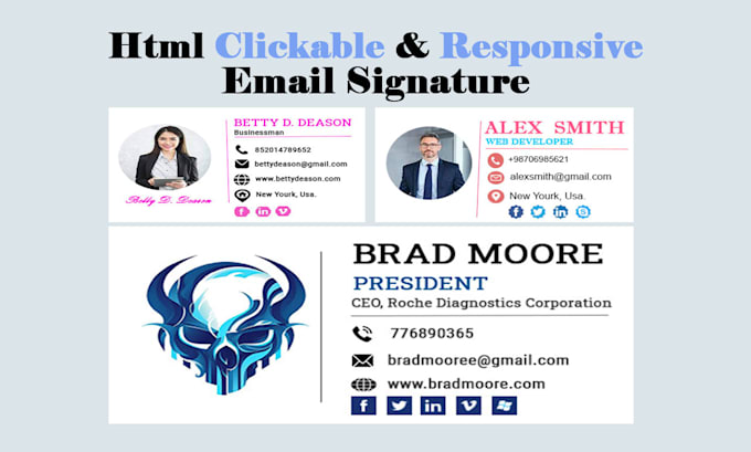create HTML email signature for gmail, a clickable signature