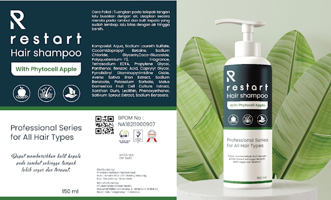 design label for shampoo or pump and spray bottle