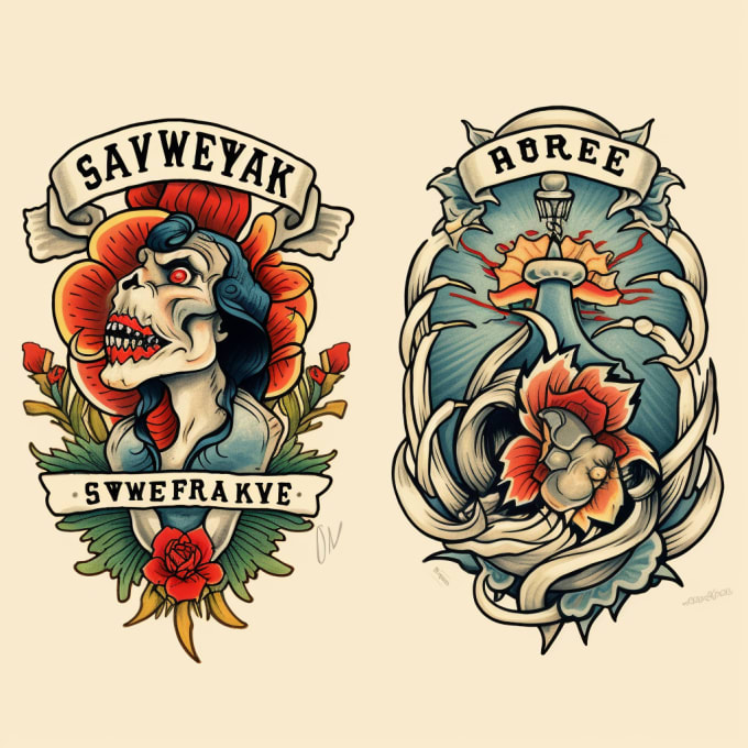 Make old school style tattoo design by Hopersonx