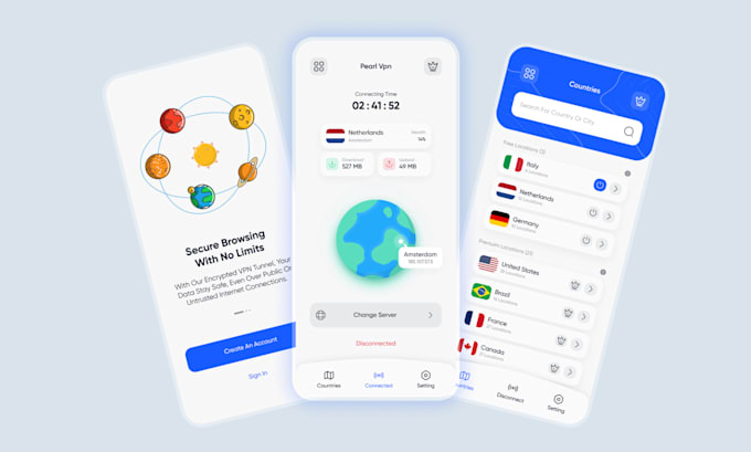 develop premium VPN app with ads, in app purchases and admin panel