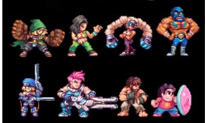 Personagem e animação em pixel art, sprite sheet de pixel art ...