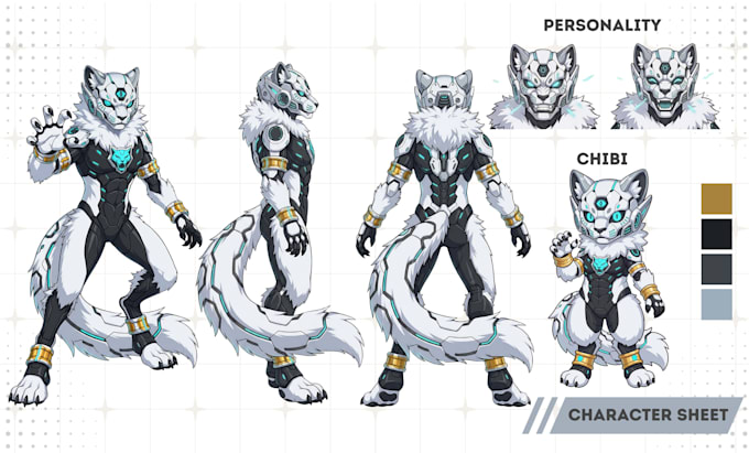draw your furry fursona reference sheet and anthro character