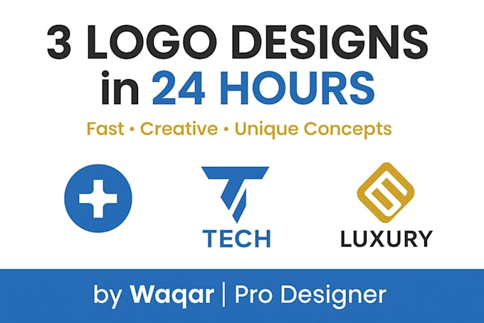 design 5 professional and modern logo concepts in 24 hours