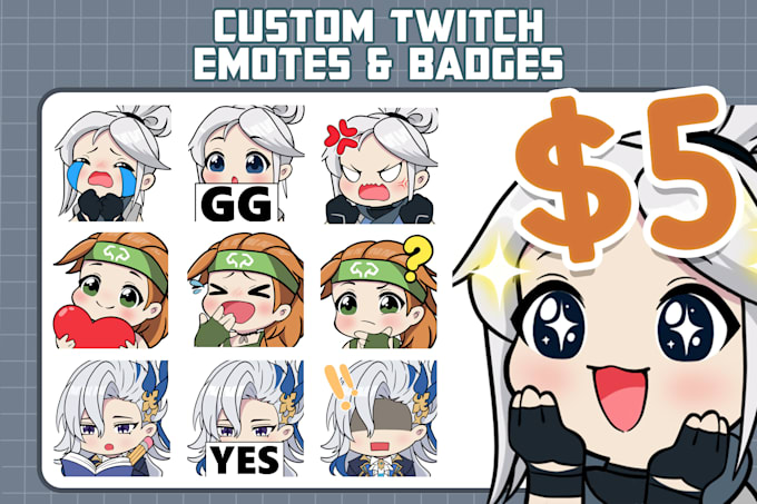 draw custom cute chibi twitch discord emotes or sticker for you