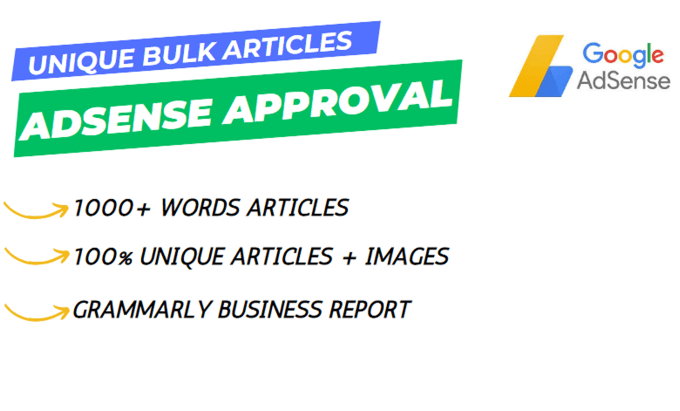 write and design unique seo bulk articles for google adsense approval