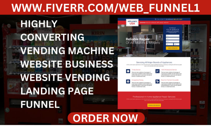 design vending machine website business website vending landing page funnel