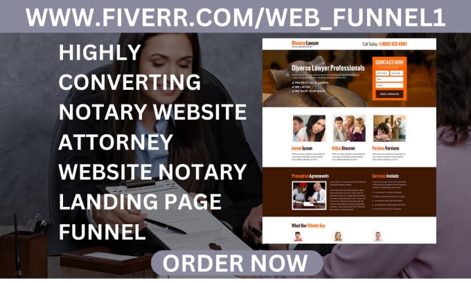 design responsive notary website attorney website notary landing page funnel