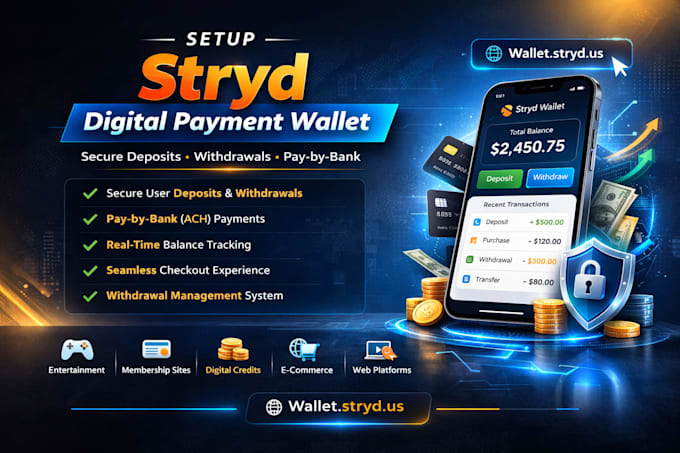 setup stryd digital wallet payment for igaming, slot, poker, sportbet website