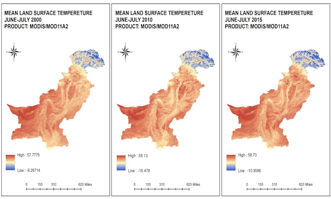 find lulc change, ndvi, classification, lst in gis rs