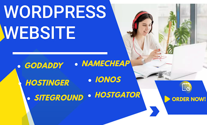 build wordpress website on godaddy, namecheap, hostinger, bluehost, siteground