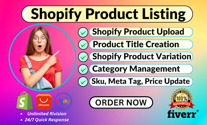 do shopify product listing and shopify data entry
