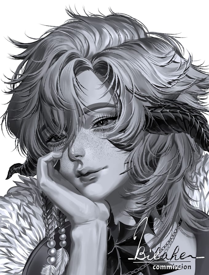 paint amazing semirealism character potrait manhwa style