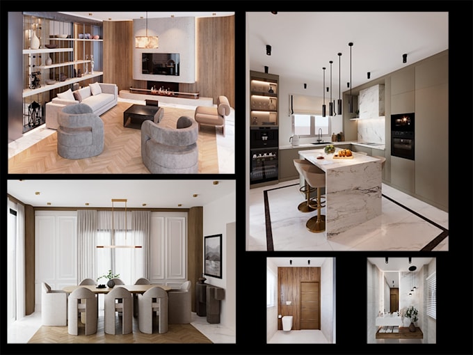 make interior  renders and animation from your idea,sketch,2d draft