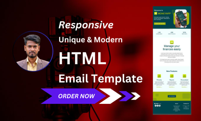 Design a professional responsive html email template by Devmomin | Fiverr