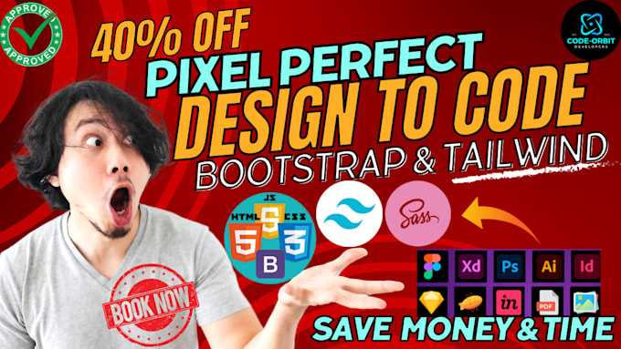 convert xd, PDF, figma to HTML, PSD to HTML, scss, bootstrap, tailwind